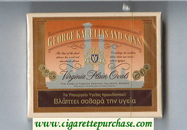 George Karelias And Sons Virginia Plain Ovals cigarettes wide flat hard box
